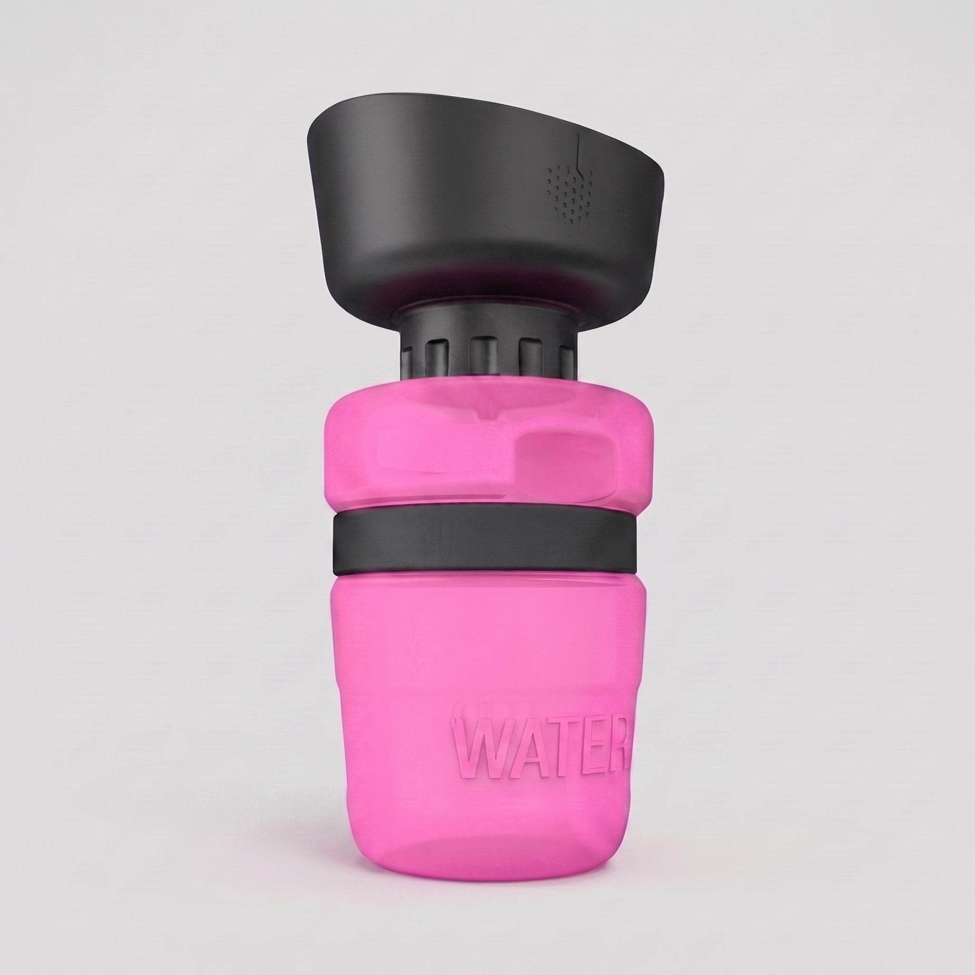 Botella Kelo en color rosa con el cuenco desplegado